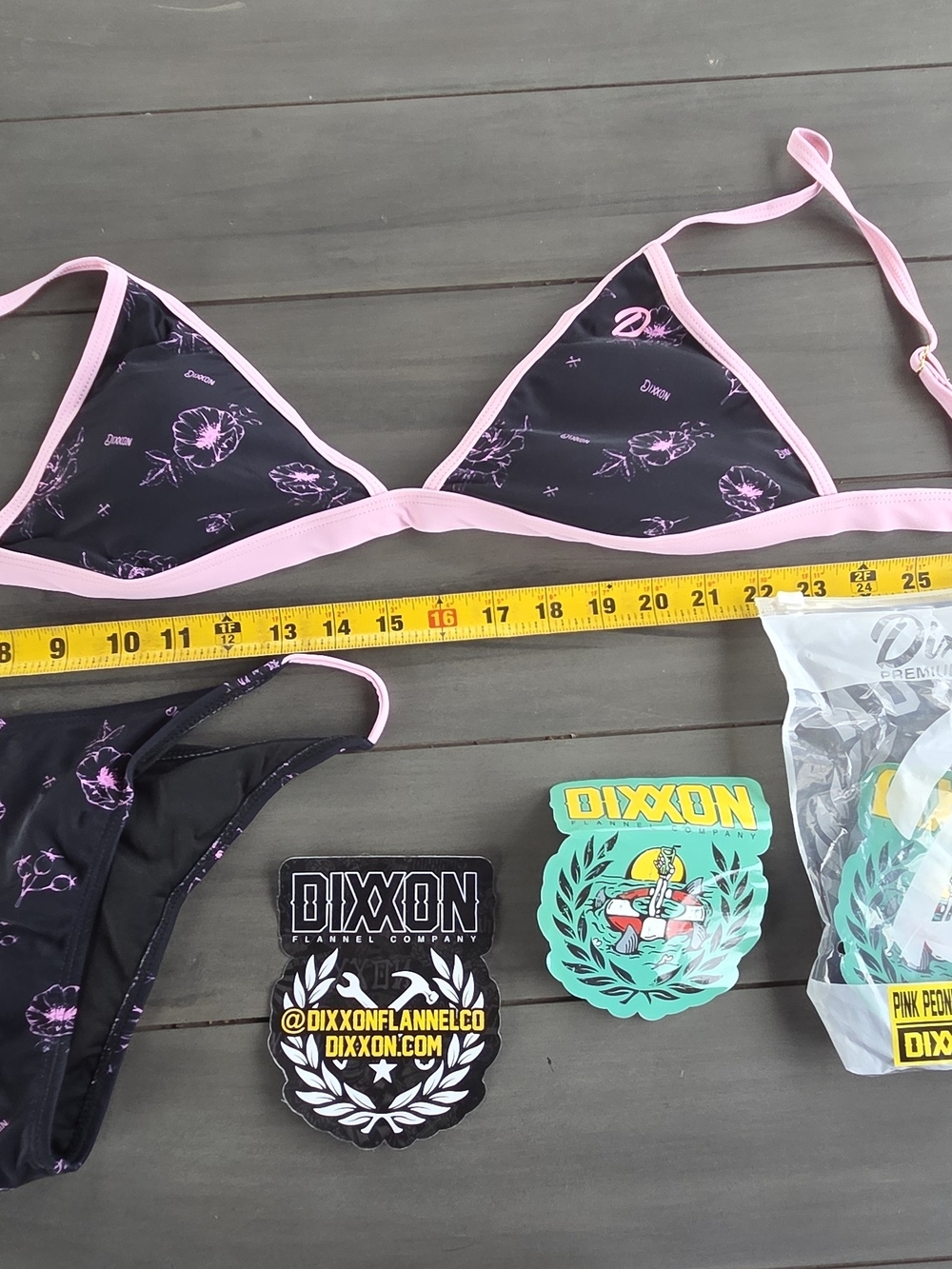 Dixxon Women's Pink-Trim Floral Triangle Bikini Top